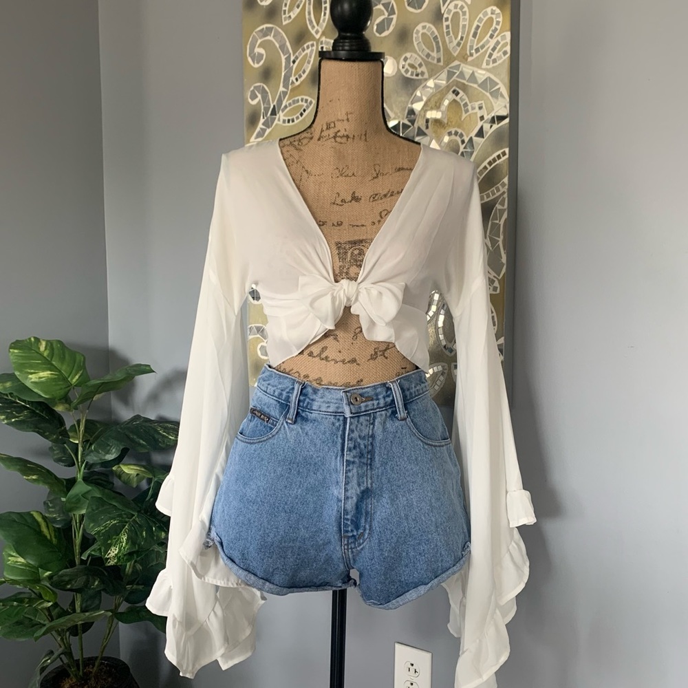 Denim distressed high waist short 4